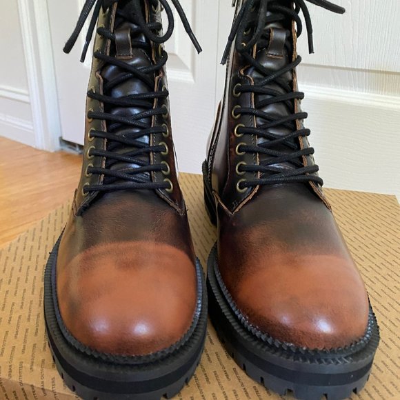 NWT Urban Outfitters Leather Brown Combat Boots Size Men's 9/EU 42 - Picture 5 of 11